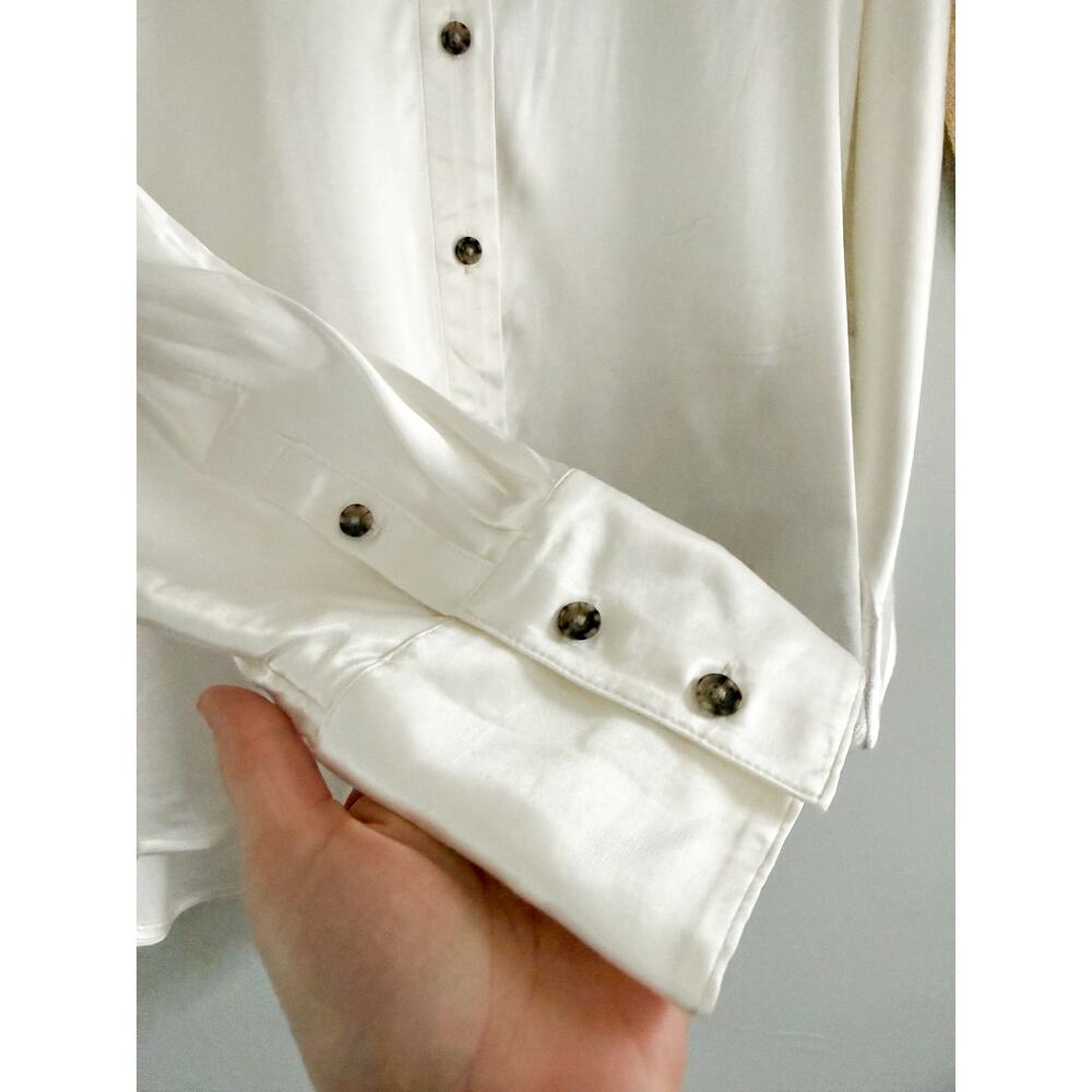 Madewell | NWOT Satin Dolman Button-Up Shirt Winter‎ White | Sz M - Picture 5 of 10